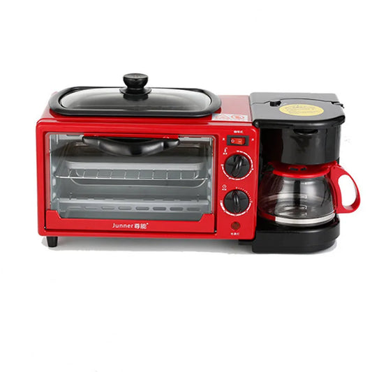 3-in-1 Electric Breakfast Station – Coffee Maker, Toaster Oven & Frying Pan