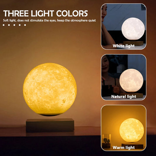 Levitating Moon Lamp – 360° Rotating Magnetic Floating Night Light
